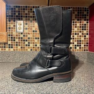 Chippewa Black Leather Rally Motorcycle Boots